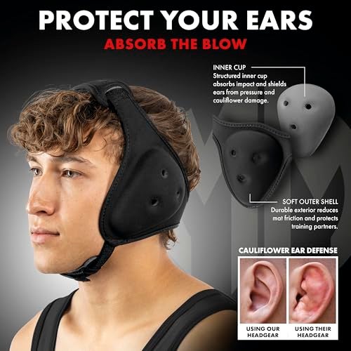 Matman Dynasty Adult Wrestling Headgear – Men & Women’s Soft & Comfortable Protective Ear Guards for Wrestling, BJJ & MMA (Black) - Image 3