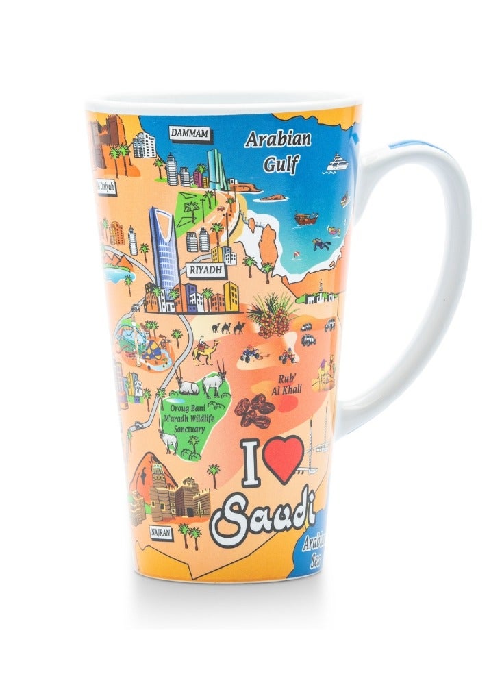 قفتات كوب خزفي ملون بتصميم أنا أحب السعودية معالم سياحية وإسلامية - Image 1