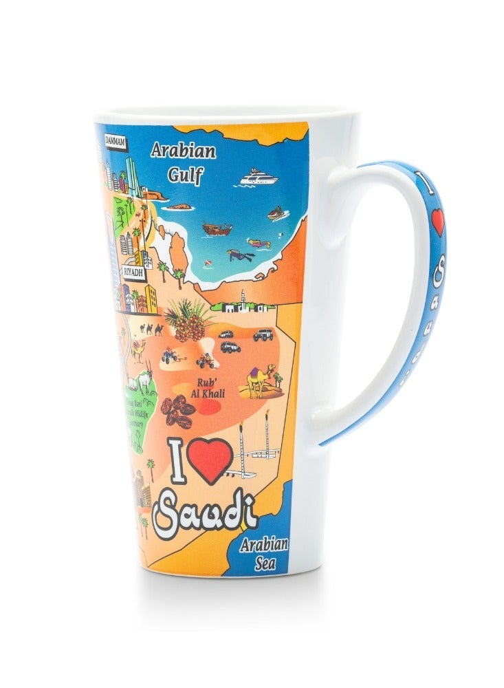 قفتات كوب خزفي ملون بتصميم أنا أحب السعودية معالم سياحية وإسلامية - Image 2