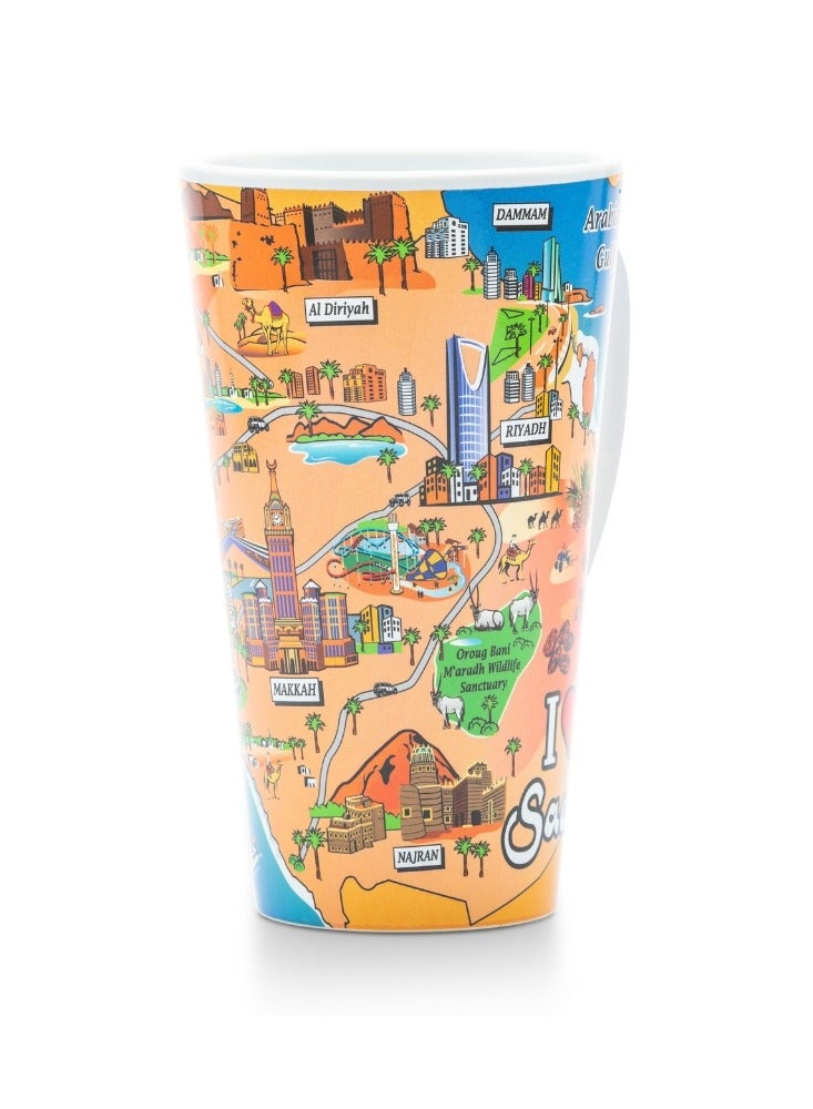 قفتات كوب خزفي ملون بتصميم أنا أحب السعودية معالم سياحية وإسلامية - Image 3