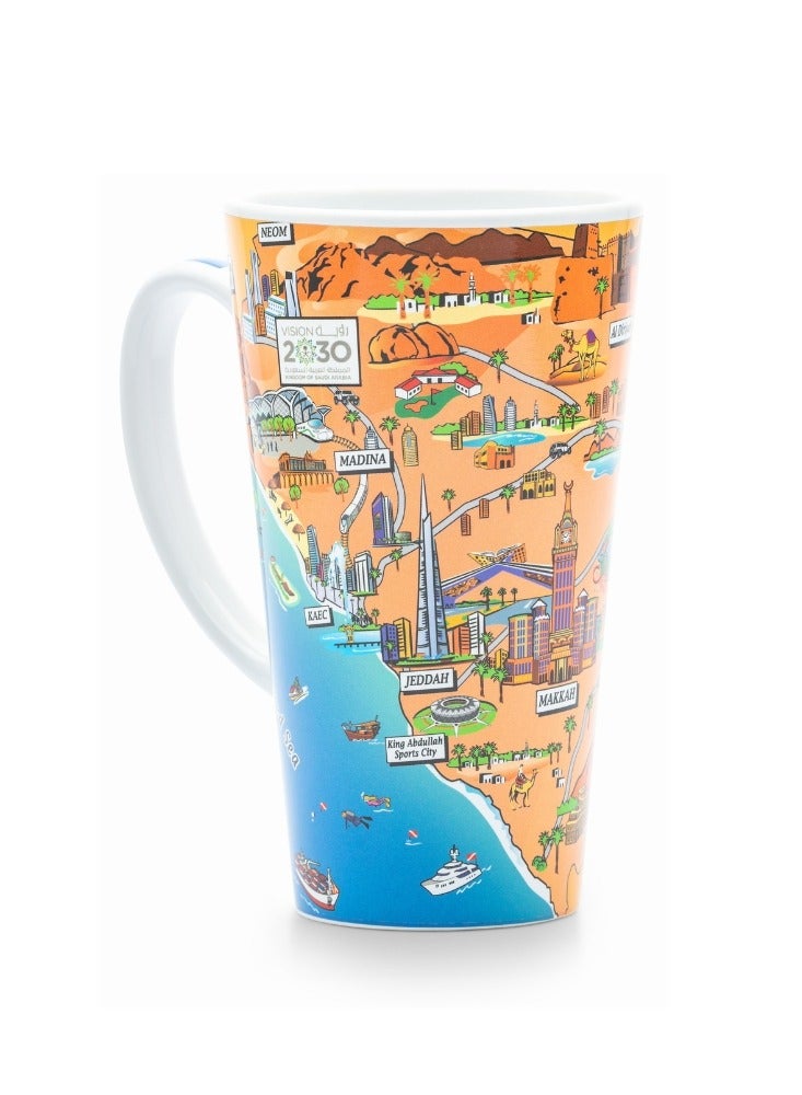 قفتات كوب خزفي ملون بتصميم أنا أحب السعودية معالم سياحية وإسلامية - Image 5