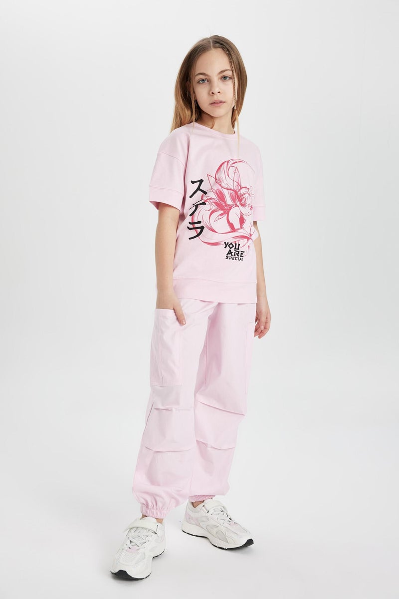 DeFacto Pink Girl Girl Parachute Cargo Cotton Trousers Casual - Image 2