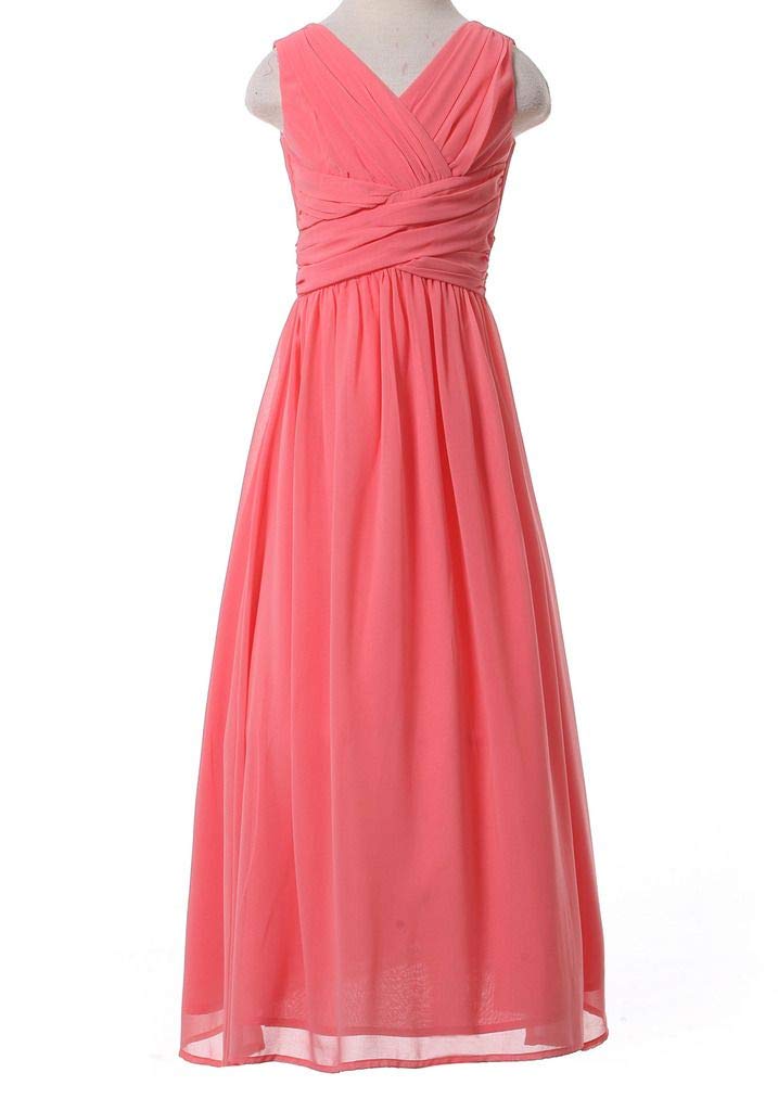 Happy Rose Flower Girl's Dress Party Dresses Juniors Long Bridesmaid Dress Coral 10 - Image 4