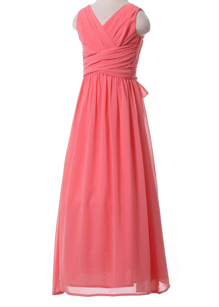 Happy Rose Flower Girl's Dress Party Dresses Juniors Long Bridesmaid Dress Coral 10 - Image 2