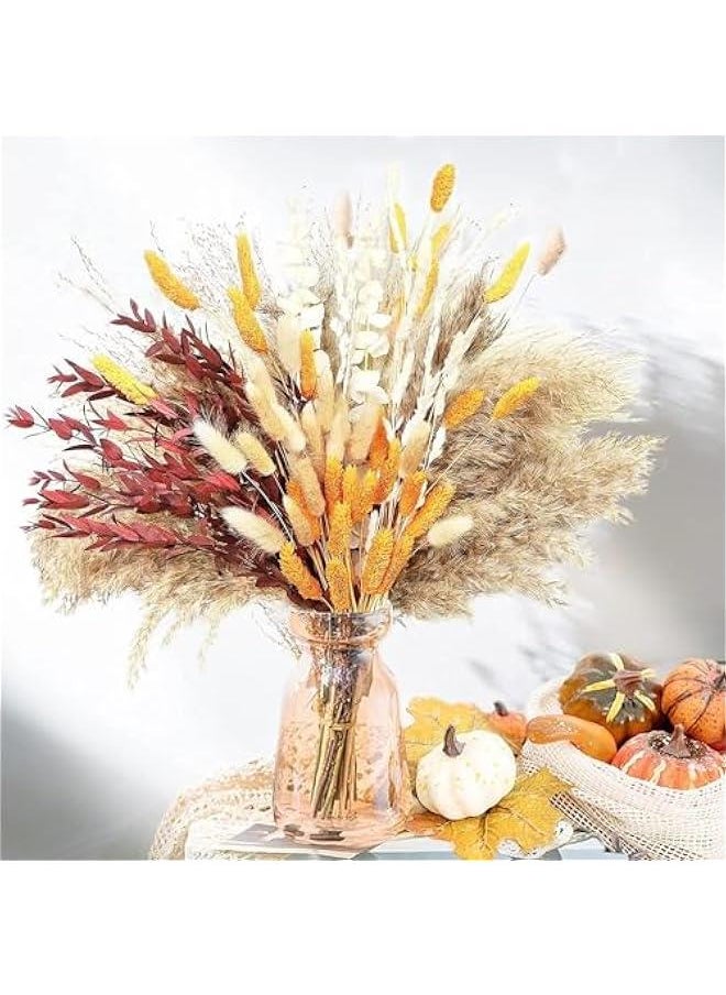 HOOKOR - Natural Dried Pampas Grass, Boho Decor Fluffy White Pompous Grass Large Reed Bunny Tail Wheat Stalk Decorative Plumes Italian Goldenrod Flower Bouquet for Wedding Fall Home Decor (HS84) - Image 1