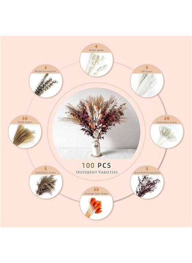 HOOKOR - Natural Dried Pampas Grass, Boho Decor Fluffy White Pompous Grass Large Reed Bunny Tail Wheat Stalk Decorative Plumes Italian Goldenrod Flower Bouquet for Wedding Fall Home Decor (HS84) - Image 1
