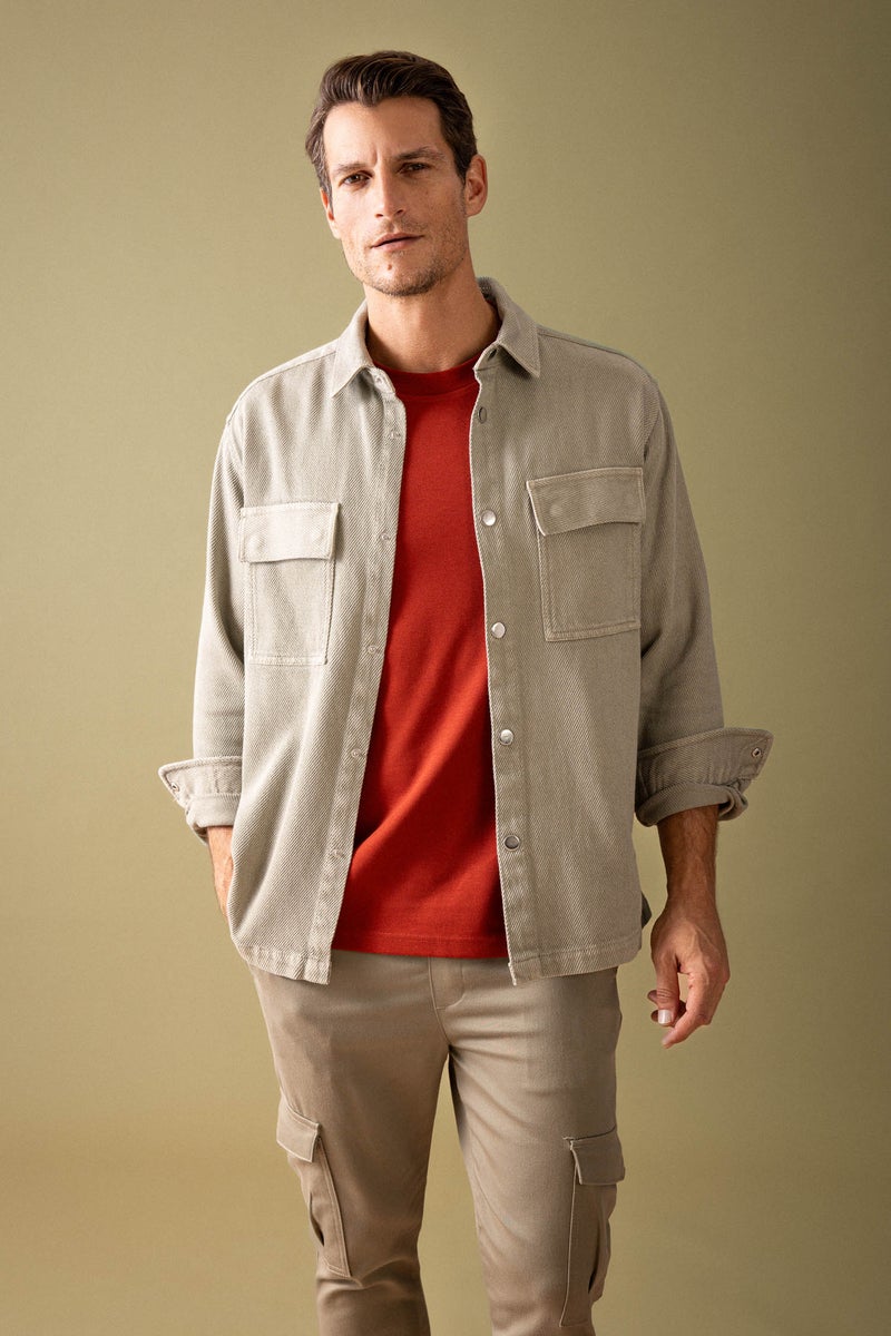 DeFacto Man Relax Fit Polo Neck Long Sleeve Shirt Jacket  - Image 3