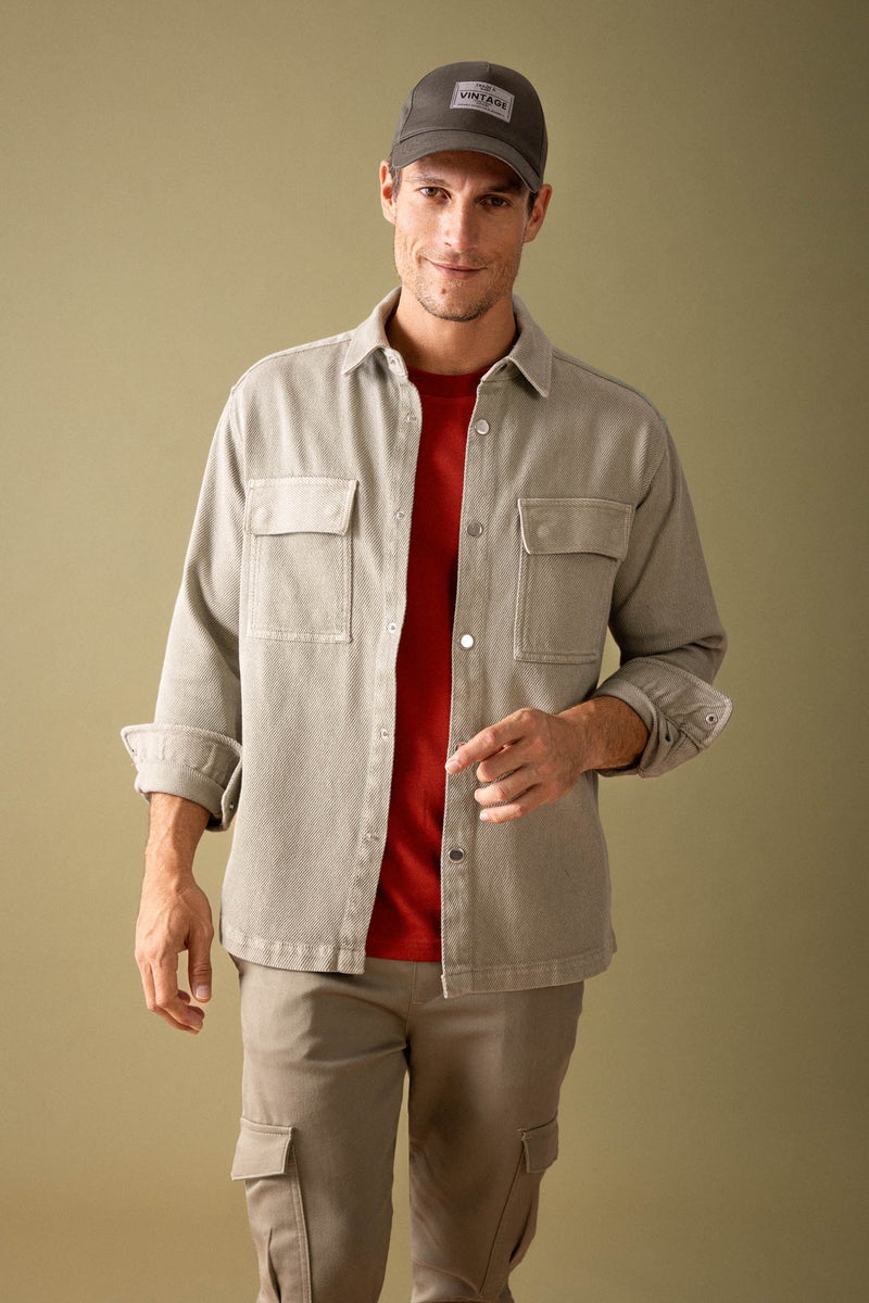 DeFacto Man Relax Fit Polo Neck Long Sleeve Shirt Jacket  - Image 1