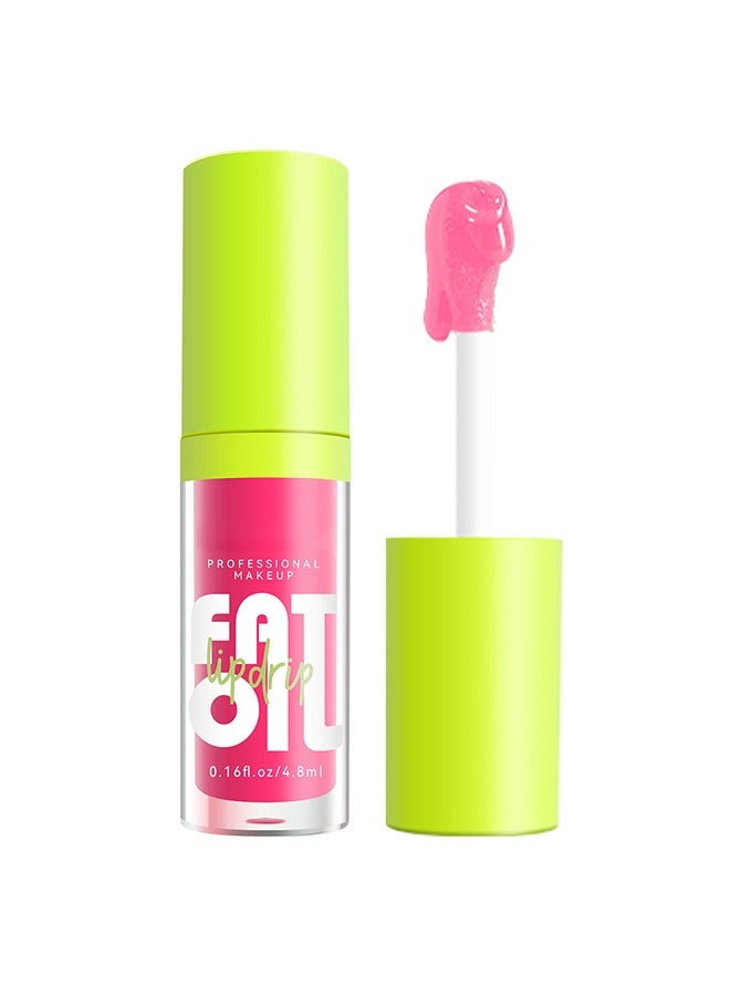 Julystar Plump Lips Fat Perks, Lip Glow Oil Deep Nourishing Moisturizing Glossy Long Lasting Lightweight Non Sticky Portable Lip Oil Lip Care to Fade Lines and Exfoliate Dead Skin for Women 4.8ml (#02) - Image 1