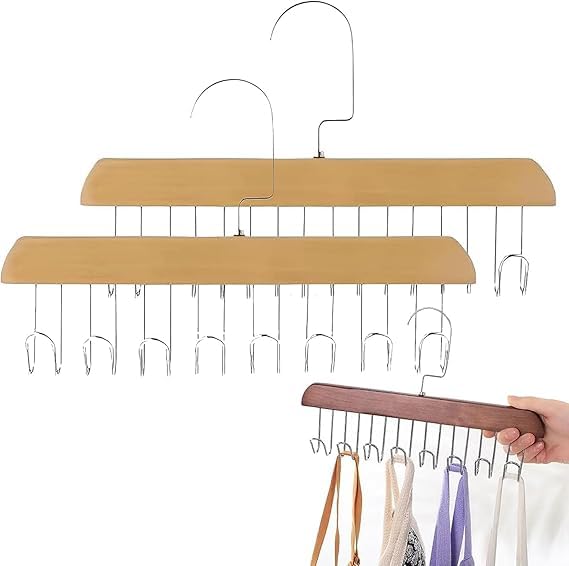 LEKORED LEKORED Anti Slip Multi Hook Coat Rack 8 Hook Multifunctional NonSlip Storage Hangers with 8 Hooks 360 Degree Swivel Wooden Belt Hanger for Home Closet Clothing Storage Organization 2  - Image 1