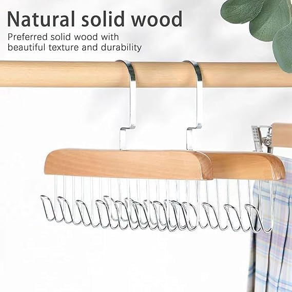LEKORED LEKORED Anti Slip Multi Hook Coat Rack 8 Hook Multifunctional NonSlip Storage Hangers with 8 Hooks 360 Degree Swivel Wooden Belt Hanger for Home Closet Clothing Storage Organization 2  - Image 2