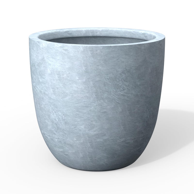 Kante Round Concrete Planter, Large Outdoor Indoor Garden Pots with Drainage Hole, 14-Inch Diameter Flower Pots for Patio, Garden and Home, Slate Gray - Image 1