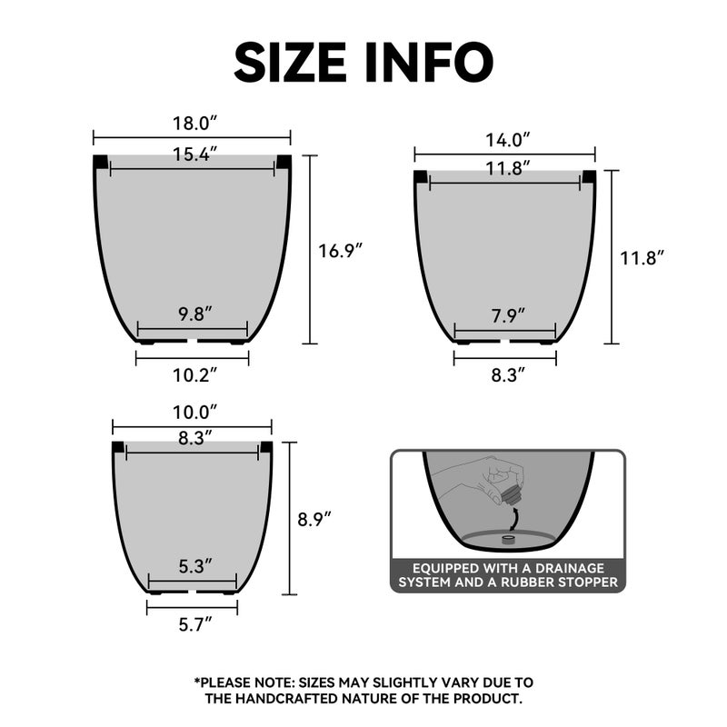 Kante Round Concrete Planter, Large Outdoor Indoor Garden Pots with Drainage Hole, 14-Inch Diameter Flower Pots for Patio, Garden and Home, Slate Gray - Image 2