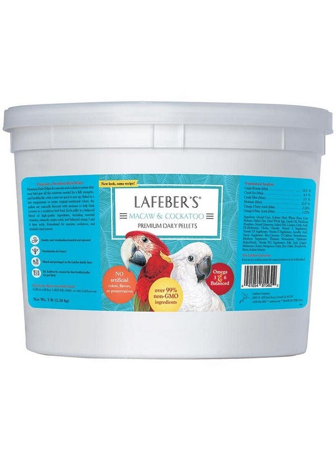 لافيبيرز حبيبات طعام الطيور الأليفة من LAFEBER'S Premium Daily Diet Pellets، مصنوعة من مكونات غير معدلة وراثيًا ومناسبة للبشر، للببغاوات والببغاوات، 5 رطل  - Image 1