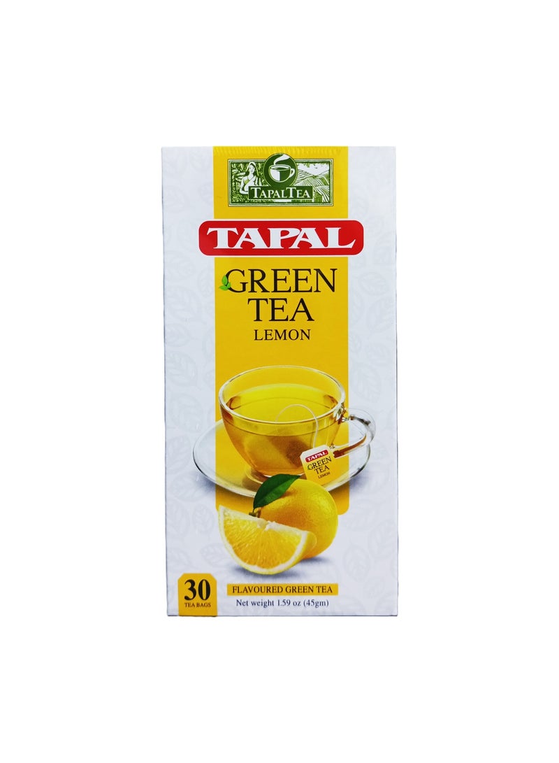 TAPAL Green Tea with Lemon, 30 Tea Bags - Image 1