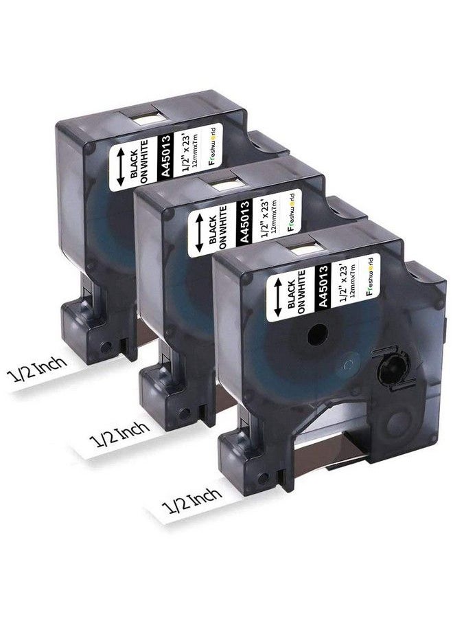 Freshworld - 3Pack Label Maker Tape Compatible Dymo D1 Label Tape 45013 S0720530 Replace For Dymo D1 A45013 Refills Black On White 1 2 Inch X 23Ft For Dymo Labelmanager 160 420P 210D 280 360D Pnp Label Maker - Image 1