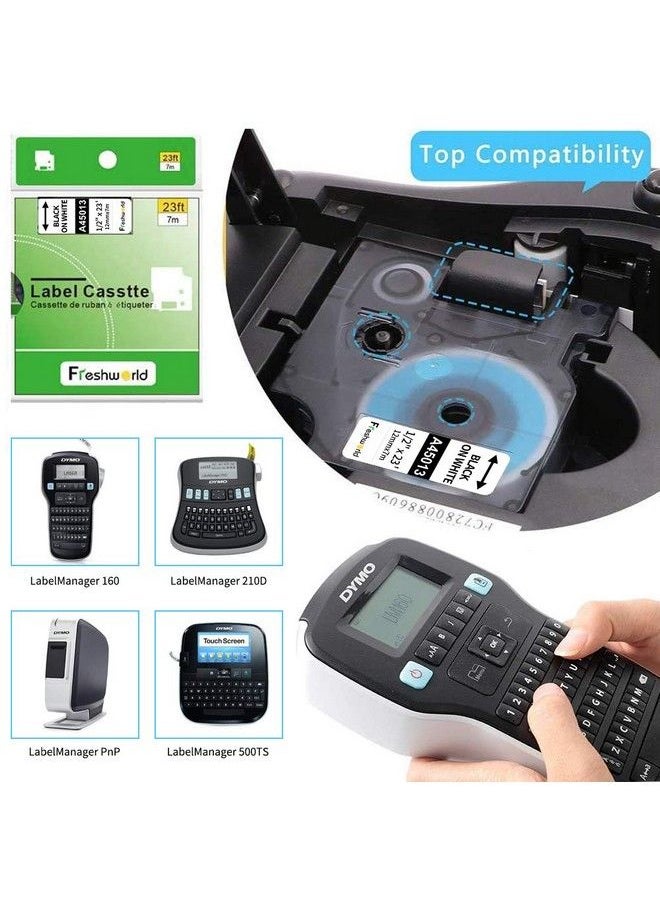 Freshworld - 3Pack Label Maker Tape Compatible Dymo D1 Label Tape 45013 S0720530 Replace For Dymo D1 A45013 Refills Black On White 1 2 Inch X 23Ft For Dymo Labelmanager 160 420P 210D 280 360D Pnp Label Maker - Image 1