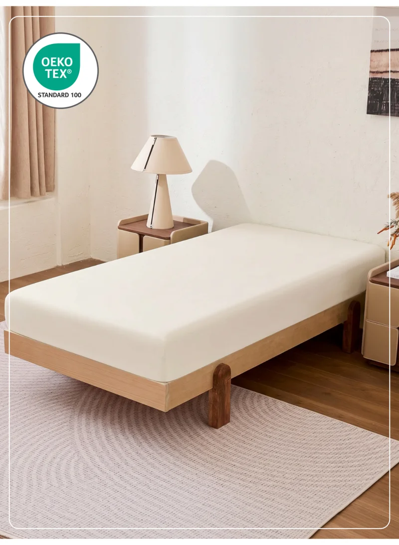 Donetella Marshmallow 1 Pcs Twin Fitted Sheet 120x200 cm | OEKO-TEX Certified Brushed Microfiber Deep Pocket Sheet with All Around Elastic | Ultra Soft, Wrinkle Resistant, Easy Care, Safe for Sensitive Skin  | Best Price UAE