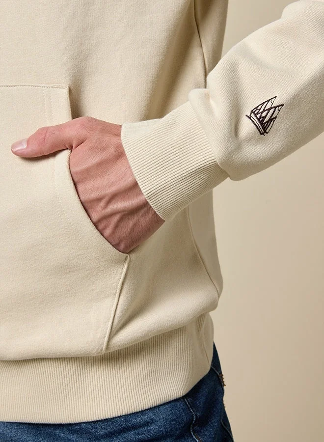 MANNERISM  The Warm Dune Beige Cotton Hoodie Relaxed Fit for Men | Best Price UAE