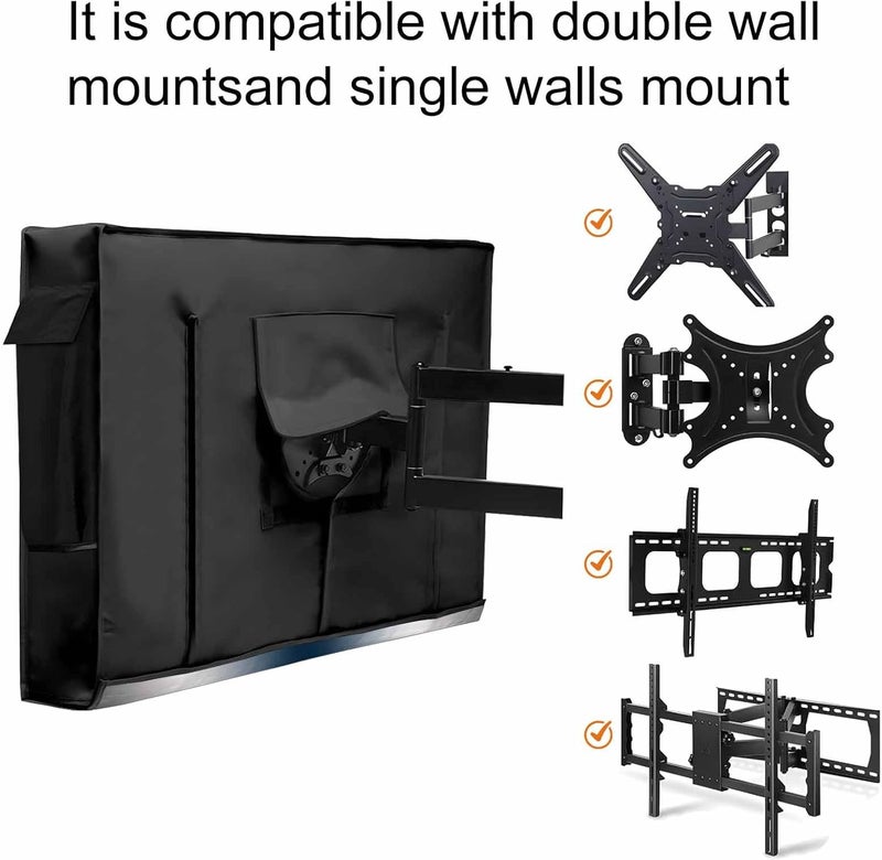 Abstract Waterproof Outdoor TV Cover, Dark Gray Dark Blue Gradient Ombre Outside Weatherproof TV Enclosures for 36 to 39 Inch LCD Television Shield Flat Screen Protectors - Image 5
