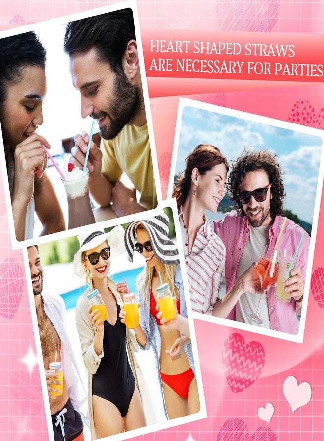 Zopeal 180 Pieces Heart Shaped Pink Straws Individually Cute Drinking Plastic Straws for Valentine Cocktail, Birthday Party, Bridal Shower, Wedding, Bridal Shower Supplies (Pink,Blue,Yellow,Green) - Image 4