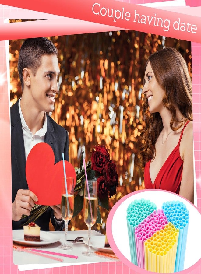 Zopeal 180 Pieces Heart Shaped Pink Straws Individually Cute Drinking Plastic Straws for Valentine Cocktail, Birthday Party, Bridal Shower, Wedding, Bridal Shower Supplies (Pink,Blue,Yellow,Green) - Image 5