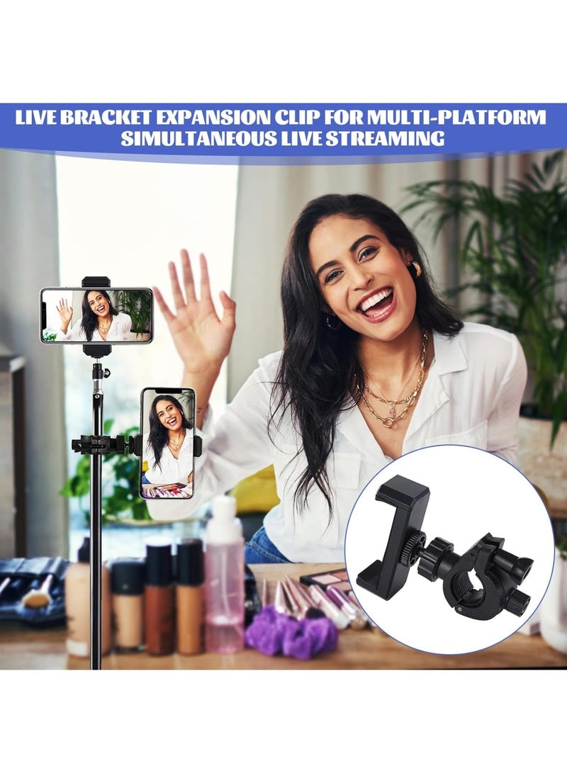 SYOSI حامل هاتف لوقوف الميكروفون، حامل هاتف دوار 360° لوقوف الميكروفون وكاميرا الويب، مشبك ضوء فلاش الكاميرا للبث المباشر، تصوير الفيديوهات، يعمل مع معظم الهواتف المحمولة (أسود) - Image 4