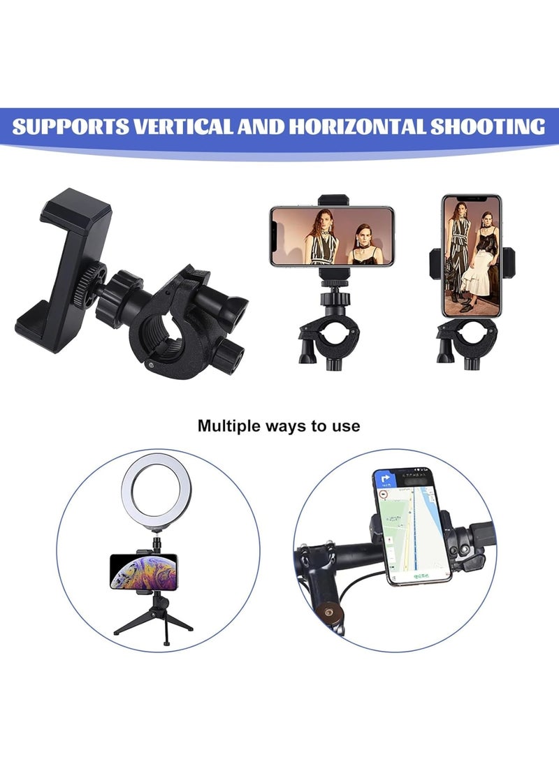SYOSI حامل هاتف لوقوف الميكروفون، حامل هاتف دوار 360° لوقوف الميكروفون وكاميرا الويب، مشبك ضوء فلاش الكاميرا للبث المباشر، تصوير الفيديوهات، يعمل مع معظم الهواتف المحمولة (أسود) - Image 3