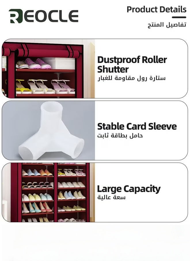 REOCLE Shoes Rack 6-Tier 115*30*110 cm Shoe Storage Cabinet with Dustproof Cover Hode up to 36 Pairs Shoes of Shoes in Living Room Hallway Shoe Storage Organiser for Heels Sneakers Boots - Image 2