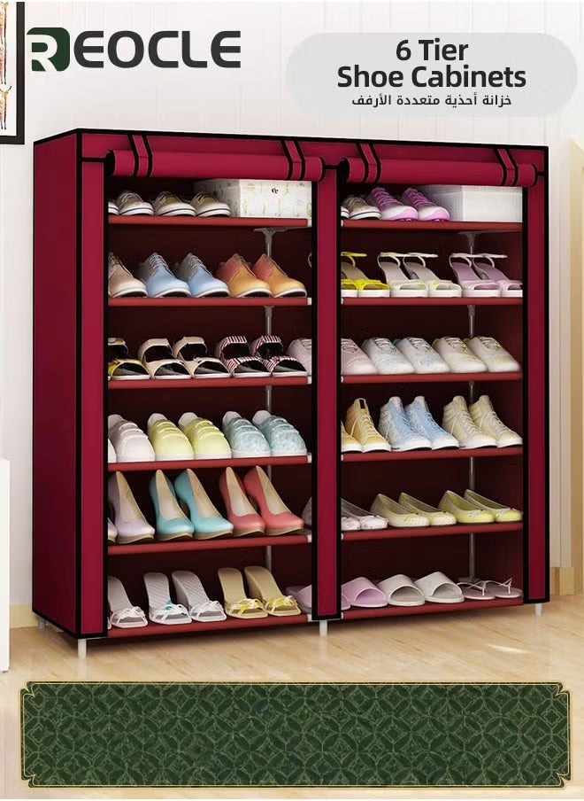 REOCLE Shoes Rack 6-Tier 115*30*110 cm Shoe Storage Cabinet with Dustproof Cover Hode up to 36 Pairs Shoes of Shoes in Living Room Hallway Shoe Storage Organiser for Heels Sneakers Boots - Image 1