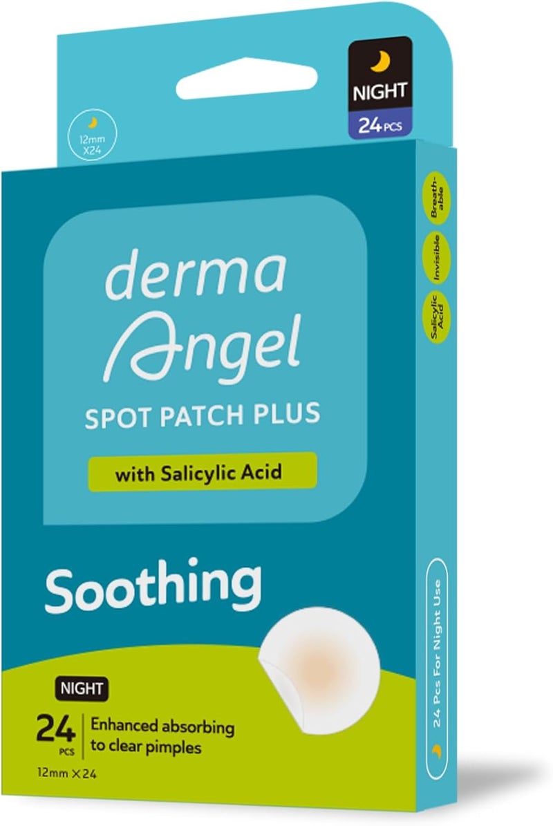 Derma Angel Acne Patches 24 Pcs Invisible Hydrocolloid Pimple Patch for All Skin Types Acne Patch Spot patches Treatment Stickers for Face and Body with Salicyclic Acid Night