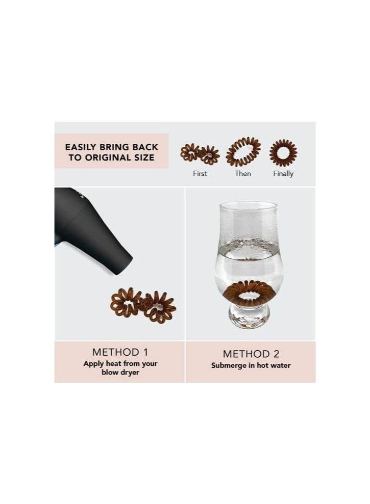 Spiral Hair Ties, Ponytail Coil Ties, No Crease, 9 pcs (Neutral Black) - Image 5