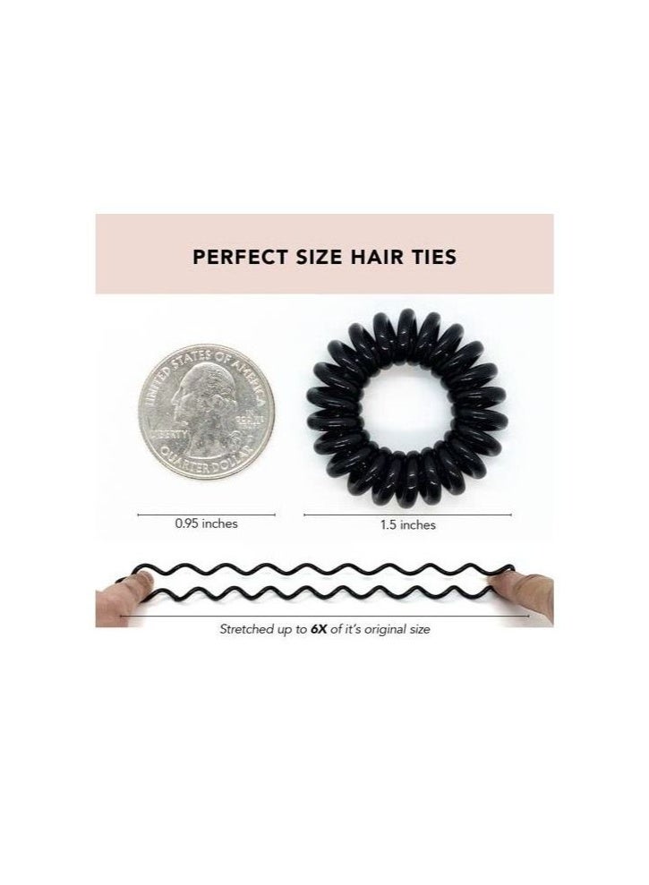 Spiral Hair Ties, Ponytail Coil Ties, No Crease, 9 pcs (Neutral Black) - Image 4