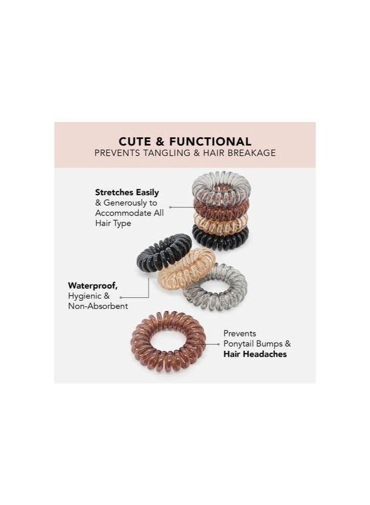 Spiral Hair Ties, Ponytail Coil Ties, No Crease, 9 pcs (Neutral Black) - Image 2