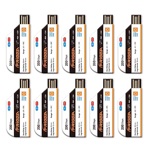 Frigga 10 Pack Temperature Data Logger Disposable Temperature Recorder 28800 Points USB Temperature Loggers Single Use High Accuracy 200 Days Cold Chain Transportation with PDF CSV Report, U1 - Image 1