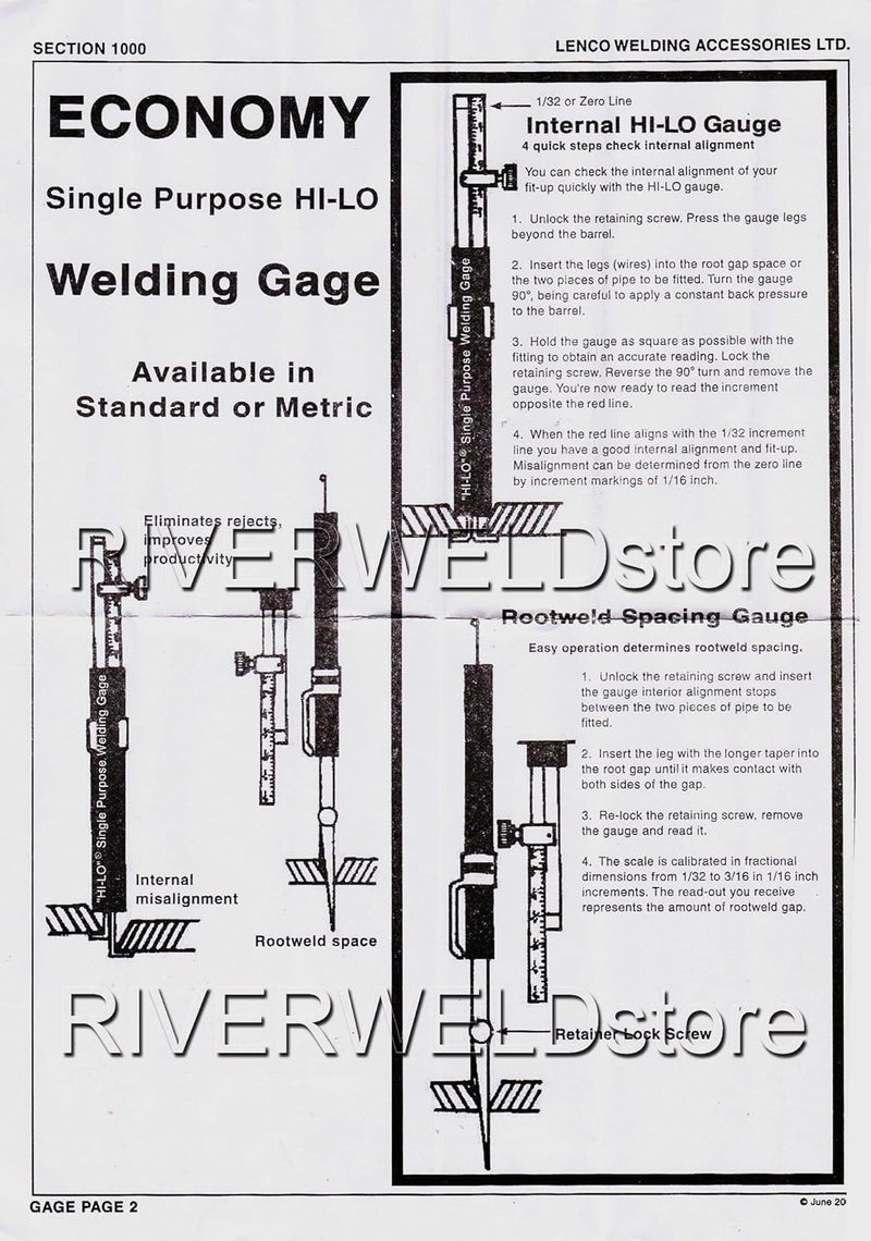 RIVERWELD Hi-lo Welding Gauge Gage Internal Single Purpose Root Gap Checks Root Weld Space and Internal Misalignment Weld Gap Size Weld Height Weld Thickness Marks Inch - Image 5