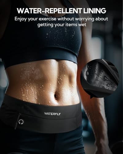 WATERFLY Running Belt Fanny Pack: Slim Waist Bag for Men Women, Workout Fitness Phone Holder for Exercise Marathon Jogging-Black - Image 5