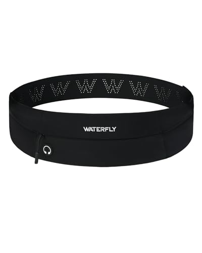 WATERFLY Running Belt Fanny Pack: Slim Waist Bag for Men Women, Workout Fitness Phone Holder for Exercise Marathon Jogging-Black - Image 1