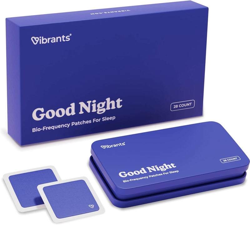 Vibrants Good Night Patches  Natural BioFrequency Patches for Sleep  Essential Pack of 28 Plus Refillable Case - Image 1