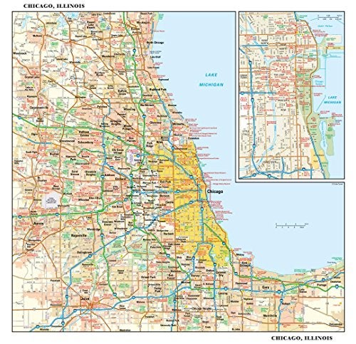 Globe Turner Chicago, Illinois Wall Map, Small - 15" x 14.5" Laminated - Image 4