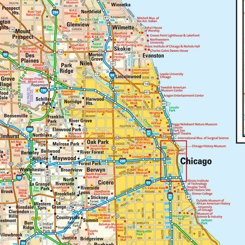 Globe Turner Chicago, Illinois Wall Map, Small - 15" x 14.5" Laminated - Image 2