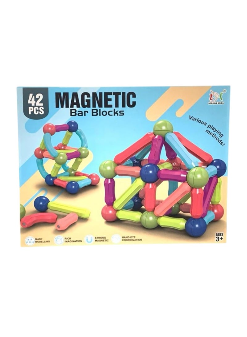 42 Pcs Magnetic Balls and Rods Set, Magnetic Building Set, Magnetic Balls and Sticks - Featuring Safe, Extra-Strong, Montessori Toys STEM Stacking Toys for Boys & Girls 3+ - Image 3
