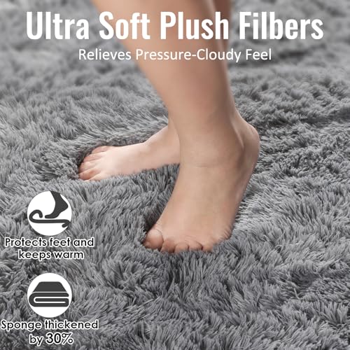 PAGISOFE Grey Fluffy Rugs for Bedroom 4x6 Area Rug Shag Rug for Kids Room Furry Carpet Modern Living Room Rug Soft Shaggy Boys Rug Fuzzy Throw Rugs for Home Decor Aesthetic Dorm Nursery Gray - Image 3