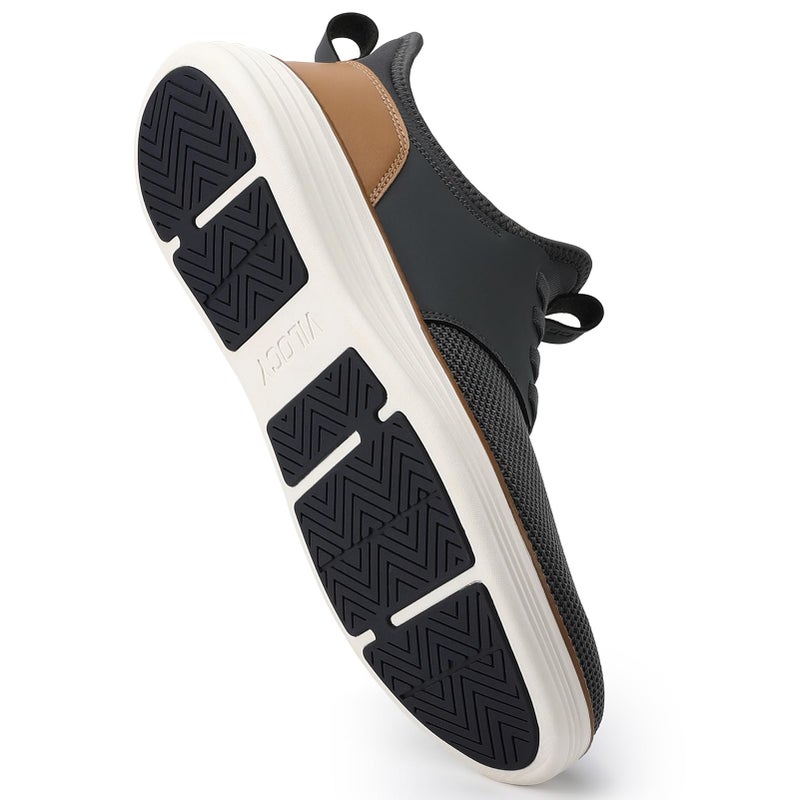 VILOCY Men's Slip On Casual Dress Sneakers Hands Free Fashion Sneakers Mesh Tennis Walking Shoes Comfortable Work Shoes Breathable Lightweight Non Slip Grey, EU44.5 - Image 2
