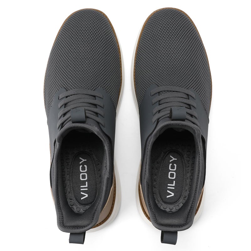VILOCY Men's Slip On Casual Dress Sneakers Hands Free Fashion Sneakers Mesh Tennis Walking Shoes Comfortable Work Shoes Breathable Lightweight Non Slip Grey, EU44.5 - Image 4