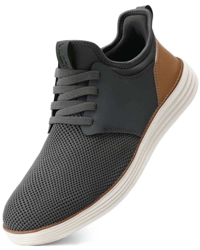 VILOCY Men's Slip On Casual Dress Sneakers Hands Free Fashion Sneakers Mesh Tennis Walking Shoes Comfortable Work Shoes Breathable Lightweight Non Slip Grey, EU44.5 - Image 1