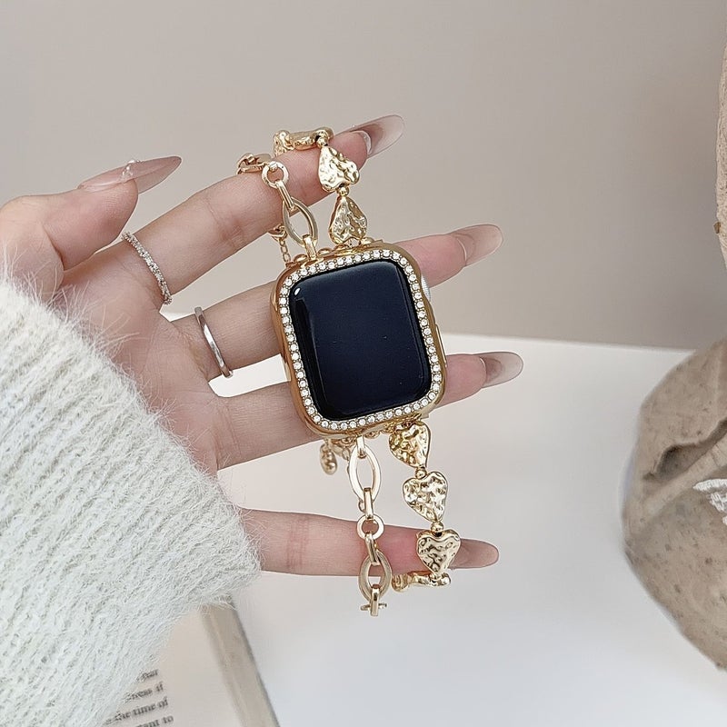 قلادة على شكل قلب مزدوج الطبقة مع سوار فضي لساعة Apple Watch Ultra Series - Image 3