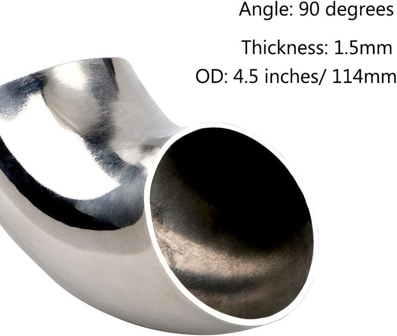 KOTVTM 4.5" Stainless Steel Exhaust Pipe Elbow 90° Mandrel Bend - Image 3