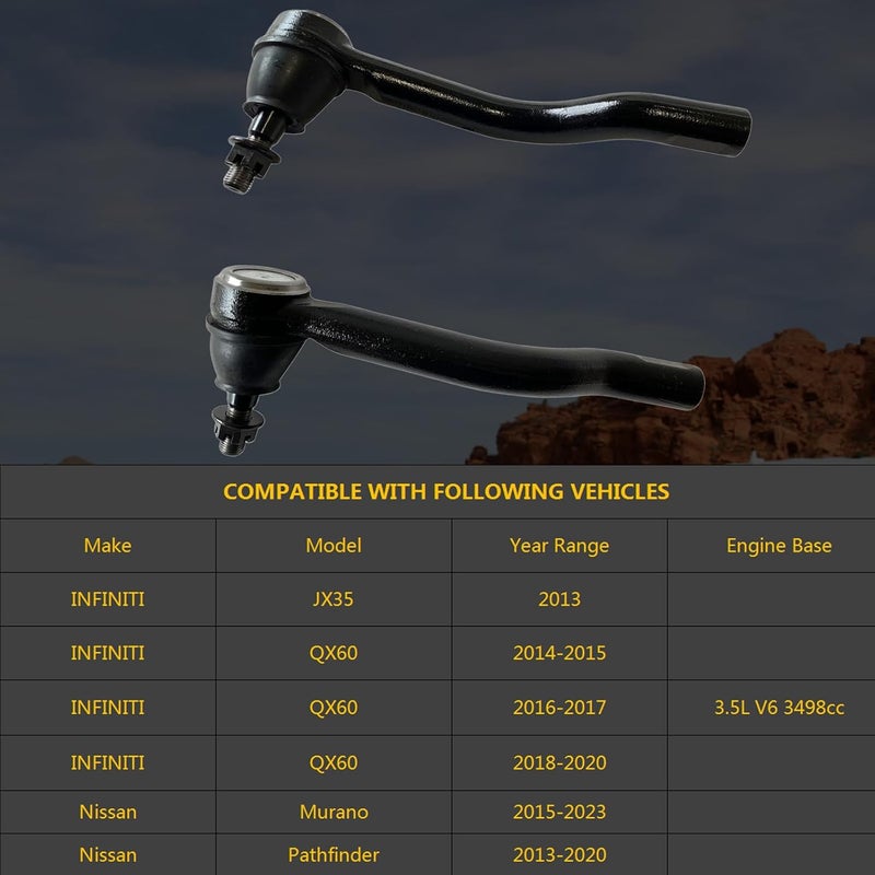 HHCM 2pc Front Outer Tie Rod End Kit ES801265 ES801266 for Nissan and Infiniti Vehicles - Image 2