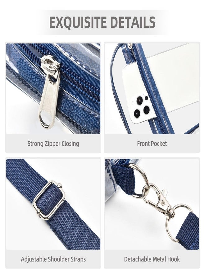 Fibrdoo Clear Crossbody Purse Bag, Clear Bag Stadium Approved with Front Pocket for Concerts Sports Festivals, Clear - Image 4